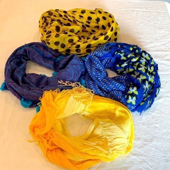 💐5/25 4 bright colored decorative scarfs wraps one infinity butterfly ombré - Picture 1 of 11